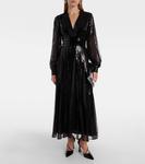 Макси-платье из тюля с пайетками Elie Saab, Black - фото 2