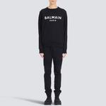 Свитшот с принтом логотипа BALMAIN, черный - фото 4