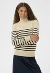 Джемпер Saint Tropez MILASZ ST. ROLLNECK, Brown Rice Black Stripe/Beige - фото