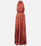 Печатное макси-платье Etro, Print On Orange Base - фото