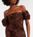 Вышитое платье макси с открытыми плечами Tasha Rotate, Chicory Coffee - фото 4