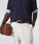 Кожаный ремень с логотипом Miu Miu, черный - фото 2