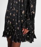 Мини-платье из шелкового шармеза со сборками Chloé, черный - фото 5