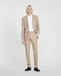 Мужские узкие бежевые шерстяные брюки Sandro, бежевый - фото 4