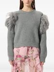 Ребристый свитер, украшенный перьями Blumarine, серый - фото 3
