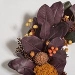 Венок декоративный Safavieh из листьев магнолии и фруктов, 76 см, темно-фиолетовый / желтый - фото 3