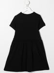 Mini Rodini платье-трапеция с короткими рукавами и логотипом, черный - фото 2