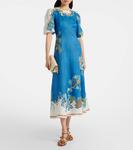 Льняное миди-платье Luda с цветочным принтом Alémais, Blue - фото 2