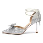 Ainer-cat Ainer cat Slim Heel High Heels 8cm Women's Silver - фото