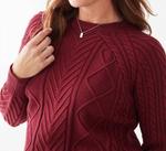 Кабельный реглан свитер в цвете каберне FDJ - фото 2