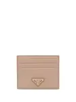 Кардхолдер с металлическим логотипом Prada, нейтральный - фото