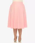 Юбка миди с расклешенным силуэтом Plus Size White Mark, розовый - фото