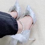 Ainer-cat Ainer cat Slim Heel High Heels 8cm Women's Silver - фото 9