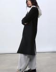 Длинное прямое пальто Stradivarius черного цвета - фото 4