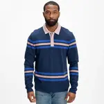 Поло с длинными рукавами в полоску Threads 4 Thought, Raw Denim/Eclipse - фото