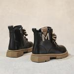 Детские кожаные ботинки для детей TONYBEAR, черный/хаки - фото 2