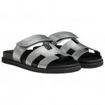 HERMES Chypre Slide Slippers 1.2cm Women's Silver Gray - фото 4