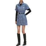 HERMES Женское синее платье с короткими рукавами - фото 3