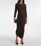 Собранное платье миди из джерси Norma Kamali, Choco - фото 2