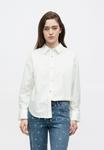 Блуза DKNY LONG SLEEVE RHINESTONE BUTTON FRONT SHIRT ENCASED ELASTIC FITTED BACK, White - фото