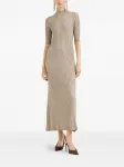 Платье миди с воротником-стойкой Brunello Cucinelli, бежевый - фото 2