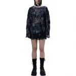 Свитер ажурной вязки R13, черный - фото 2