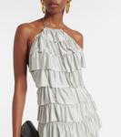 Многоярусное платье с оборками Tom Ford, Ice Grey - фото 4