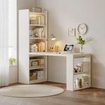 Угловой стол из массива дерева с полками Naijia, 120 см, цвет Ivory White, толщина столешницы 26 мм - фото 2