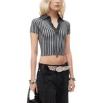 Обрезанная ребристая поло Alexander Wang, серый - фото 6