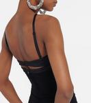 Мини-платье с перекрестными сборками Mugler, Black Bimaterial - фото 4