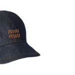 MIU MIU Original Design Leather, Textile Baseball Caps Women's Blue - фото 5