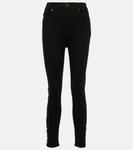 Джинсы скинни с рваными краями Frame, черный - фото