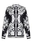 Шелковая рубашка с принтом «барокко» Versace, черный - фото