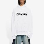 Caps Destroyed Oversize-толстовка с капюшоном Balenciaga, белый - фото 4
