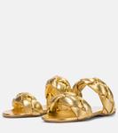 Плетеные кожаные шлепанцы Miu Miu, Oro - фото 5