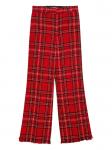 MSGM прямые брюки в клетку с бахромой, красный - фото