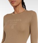 Свитер из шерсти и шелка Prada, Cammello - фото 4