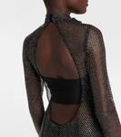 Костюм-комбинезон с сеткой и кристаллами Giuseppe di Morabito, Black - фото 6