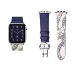 Vobafe Часы Strap Apple Compatibility Cowhide Leather Material 43mm, Imported Swift cowhide ★ ebony color - фото 4