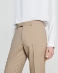 Мужские узкие бежевые шерстяные брюки Sandro, бежевый - фото 6