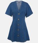 Мини-платье из денима в горошек Ganni, Mid Blue Stone - фото