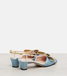 Кожаные туфли Bowow Valentino Garavani, Cloudy Blue/Silver/Old Gold - фото 2