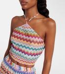 Кроп-топ халтер с эффектом ламе Missoni, Multicolor w/Light Base - фото 3