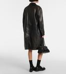 Кожаное пальто-халат Prada, Nero - фото 3
