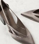 Туфли-лодочки Pointy 55 с вырезом из сатина Prada, Ardesia - фото 5