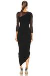 Платье Norma Kamali Long Sleeve Diana Gown, цвет Black & Black Mesh - фото 4