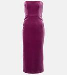 Бархатное платье миди без бретелек Alex Perry, Plum - фото