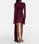 Мини-платье из смесового джерси с драпировкой Aya Muse, Fig - фото 3