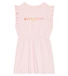 Хлопковое платье с рюшами Givenchy Kids, розовый - фото