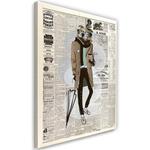 Фрески Feeby Retro Zeitung Hipster Hund, серый - фото